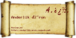 Anderlik Áron névjegykártya